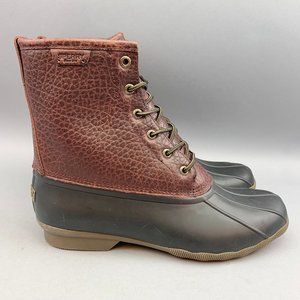 Sperry Men's Saltwater Duck Boot Rain Boot Size 12 Black Amaretto NWOT STS23704